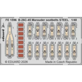   Eduard Accessories B-26C-45 Marauder seatbelts STEEL for ICM - acél fotómaratott biztonsági övek