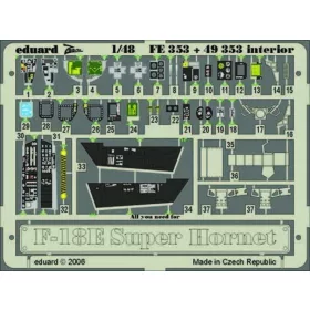   Eduard Accessories F-18E Super Hornet interior Für Hasegawa Bausatz. - F-18E Super Hornet belsőtér-részletező készlet