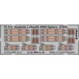   Eduard Accessories Seatbelts Luftwaffe WWII fighters STEEL - II. világháborús Luftwaffe vadászgépekhez – acél fotómaratott biztonsági övek