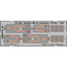   Eduard Accessories Spitfire Mk.IX seatbelts STEEL f.Eduard - Spitfire Mk.IX – acél fotómaratott biztonsági övek