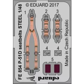   Eduard Accessories P-51D seatbelts STEEL for Airfix - acél fotómaratott biztonsági övek