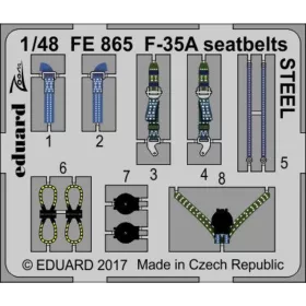   Eduard Accessories F-35A seatbelts STEEL for Meng - acél fotómaratott biztonsági övek