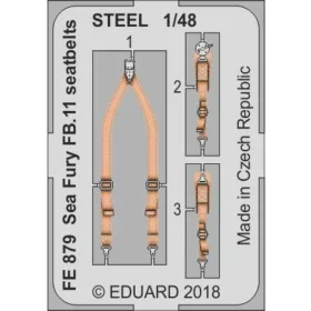   Eduard Accessories Sea Fury FB.11 seatbelts STEEL f.Airfix - acél fotómaratott biztonsági övek