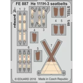  Eduard Accessories He 111H-3 seatbelts STEEL for ICM - acél fotómaratott biztonsági övek