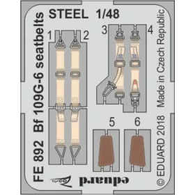   Eduard Accessories Bf 109G-6 seatbelts STEEL f.Tamiya - acél fotómaratott biztonsági övek