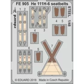   Eduard Accessories HE 111H-6 seatbelts STEEL for ICM - acél fotómaratott biztonsági övek