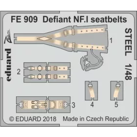   Eduard Accessories Defiant NF.I seatbelts STEEL f.Airfix - acél fotómaratott biztonsági övek