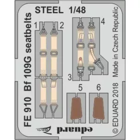   Eduard Accessories Bf 109G seatbelts STEEL for Eduard - acél fotómaratott biztonsági övek