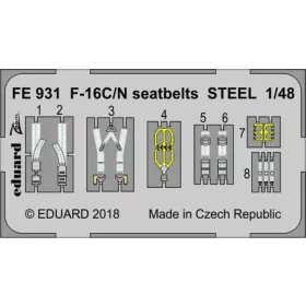   Eduard Accessories F-16C/N seatbelts STEEL for Tamiya - acél fotómaratott biztonsági övek