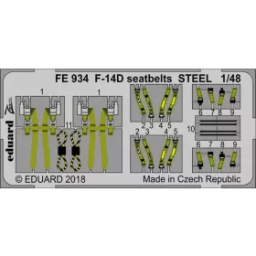   Eduard Accessories F-14D seatbelts STEEL for Tamiya - acél fotómaratott biztonsági övek