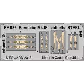   Eduard Accessories Blenheim Mk.IF seatbelts STEEL for Airfi - acél fotómaratott biztonsági övek