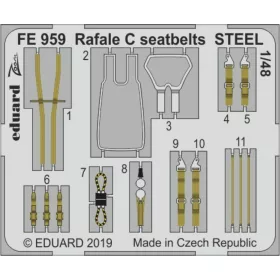   Eduard Accessories Rafale C seatbelts STEEL for Revell - acél fotómaratott biztonsági övek