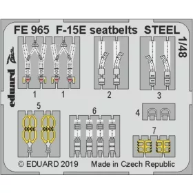   Eduard Accessories F-15E seatbelts STEEL f.Great Wall Hobby - acél fotómaratott biztonsági övek