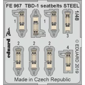   Eduard Accessories TBD-1 seatbelts STEEL f.Great WAll Hobby - acél fotómaratott biztonsági övek