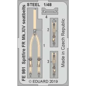   Eduard Accessories Spitfire FR Mk.XIV seatbeltsSTEEL f.Airf - acél fotómaratott biztonsági övek, Airfix maketthez