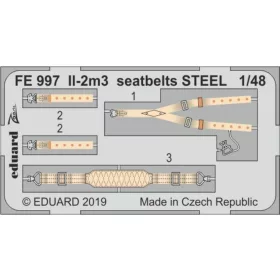  Eduard Accessories II-2m3 seatbelts STEEL for Tamiya - acél fotómaratott biztonsági övek
