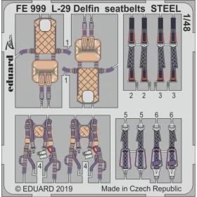   Eduard Accessories L-29 Delfin seatbelts STEEL for AMK - acél fotómaratott biztonsági övek