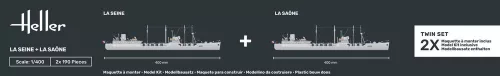 Heller Twin Set La Seine + La Saone 1:400 Starter Kit hadihajó makett – Heller H55050