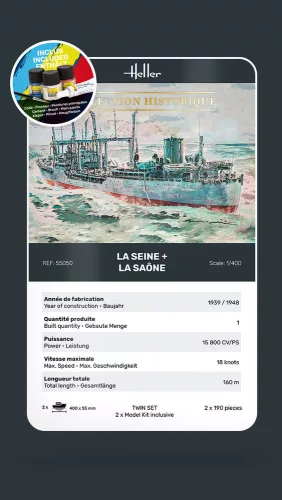 Heller Twin Set La Seine + La Saone 1:400 Starter Kit hadihajó makett – Heller H55050