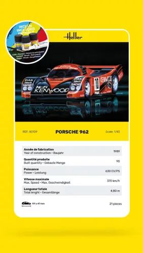 Heller Porsche 962 1:43 Starter Kit autómakett – Heller H56109