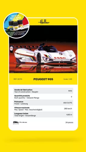 Heller Peugeot 905 1:43 Starter Kit autómakett – Heller H56110