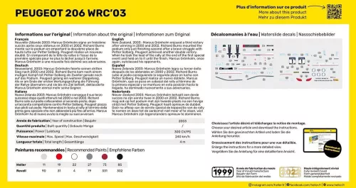 Heller Peugeot 206 WRC'03 1:43 Starter Kit versenyautó makett – Heller H56113