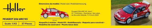 Heller Peugeot 206 WRC'03 1:43 Starter Kit versenyautó makett – Heller H56113