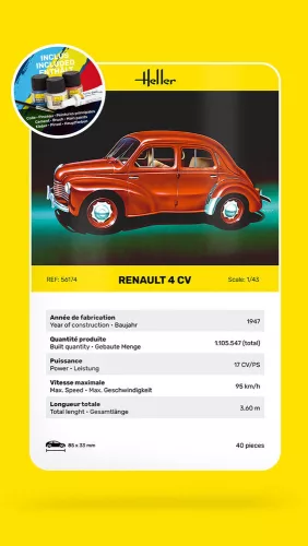 Heller Renault 4 CV 1:43 Starter Kit autómakett – Heller H56174