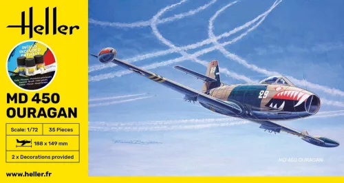 Heller MD 450 Ouragan 1:72 Starter Kit repülőgép makett – Heller H56201