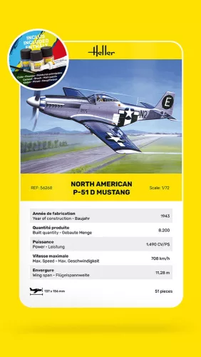Heller P-51 Mustang 1:72 Starter Kit repülőgép makett – Heller H56268
