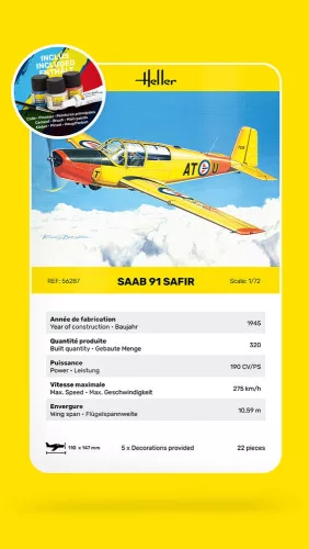 Heller SAFIR 91 1:72 Starter Kit repülőgép makett – Heller H56287