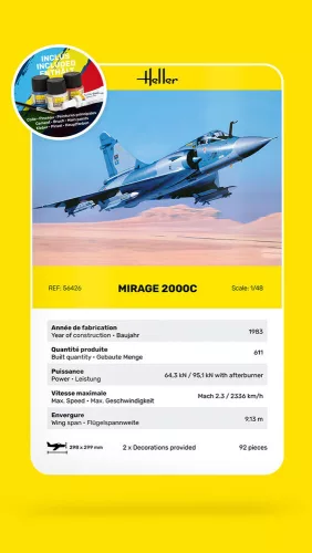 Heller Mirage 2000 C 1:48 Starter Kit repülőgép makett – Heller H56426
