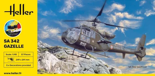 Heller SA 342 Gazelle 1:48 Starter Kit helikopter makett – Heller H56486