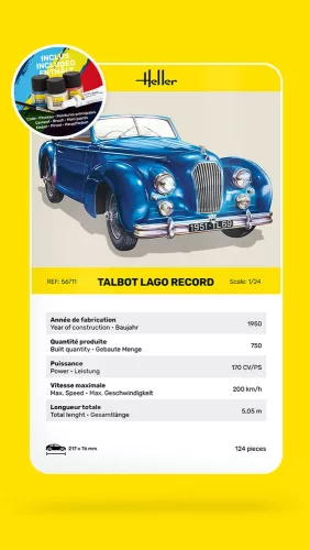 Heller Talbot Lago Record 1:24 Starter Kit autómakett – Heller H56711