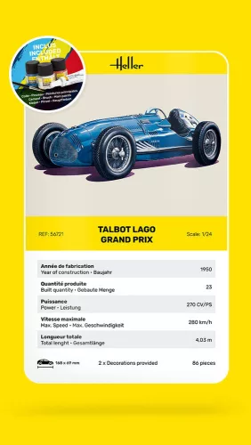Heller Talbot Lago Grand Prix 1:24 Starter Kit autómakett – Heller H56721