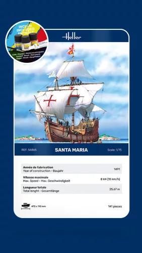 Heller Santa Maria 1:75 Starter Kit vitorláshajó makett – Heller H56865