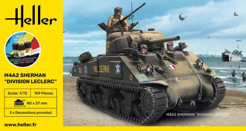 Heller M4A2 Sherman "Division Leclerc" 1:72 Starter Kit harcjármű makett – Heller H56894