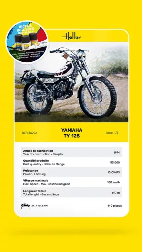Heller Yamaha TY 125 1:8 Starter Kit motorkerékpár makett – Heller H56902