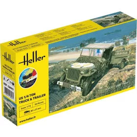 Heller amerikai 1/4 tonnás terepjáró és utánfutó 1:72 Starter Kit makett – Heller H56997