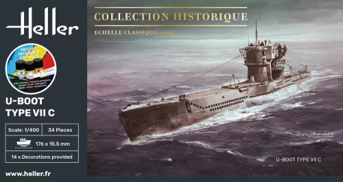 Heller U-Boot Type VII C 1:400 Starter Kit tengeralattjáró makett – Heller H57002