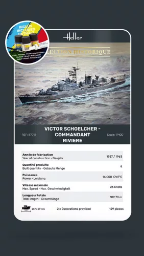 Heller Victor Schoelcher - Commandant Riviere 1:400 Starter Kit hadihajó makett – Heller H57015
