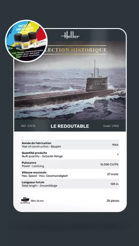 Heller U-Boot S/M Redoutable 1:400 Starter Kit tengeralattjáró makett – Heller H57075