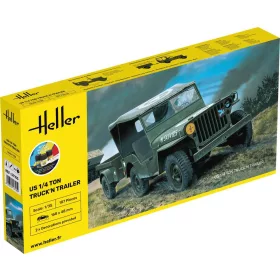 Heller amerikai 1/4 tonnás terepjáró és utánfutó 1:35 Starter Kit makett – Heller H57105