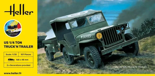 Heller amerikai 1/4 tonnás terepjáró és utánfutó 1:35 Starter Kit makett – Heller H57105