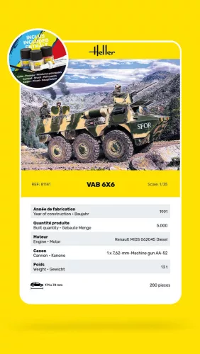 Heller VAB 6x6 1:35 Starter Kit harcjármű makett – Heller H57141