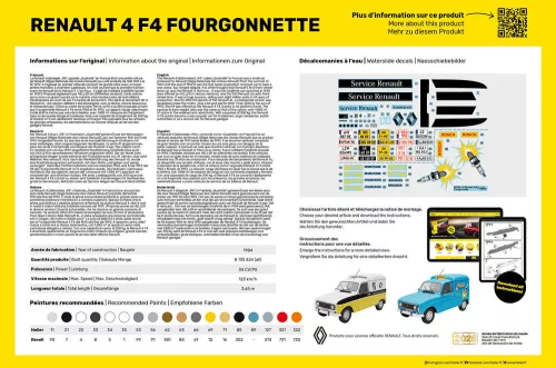 Heller Renault 4 F4 Fourgonette 1:24 Starter Kit haszonjármű makett – Heller H58700