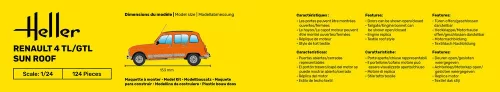 Heller Renault 4 TL/GTL Sun Roof 1:24 Starter Kit autómakett – Heller H58704