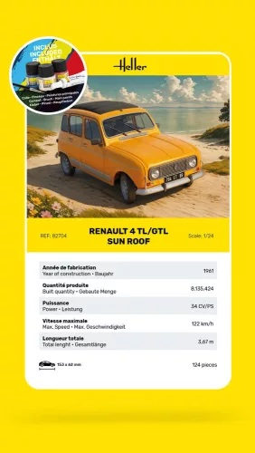 Heller Renault 4 TL/GTL Sun Roof 1:24 Starter Kit autómakett – Heller H58704