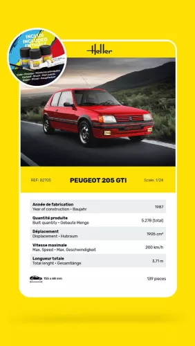 Heller Peugeot 205 GTI 1:24 Starter Kit autómakett – Heller H58705