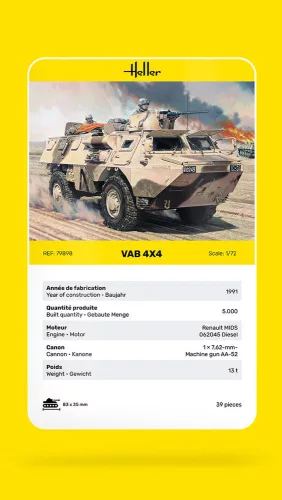 Heller VAB 4x4 1:72 harcjármű makett – Heller H79898